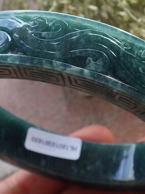 64mm Certified Natural A JADE Jadeite Dragon Phoenix Circle Bangle Bracelet